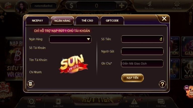 3 Bước Nạp Tiền Sunwin Dành Cho Người Mới